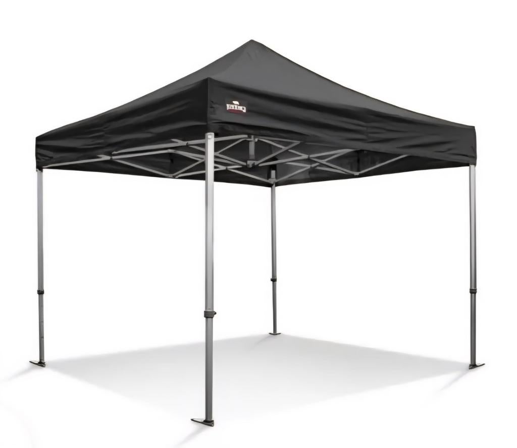 TE HUUR EASY-UP TENT 4X4 ZWART INCLUSIEF OP/AFBOUW € 65,=, Ophalen of Verzenden, Overige