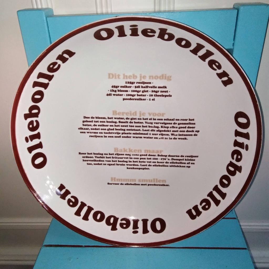Oliebollenschaal met recept afbeelding, Ophalen, Gebruikt, Schaal of Schalen, Overige stijlen