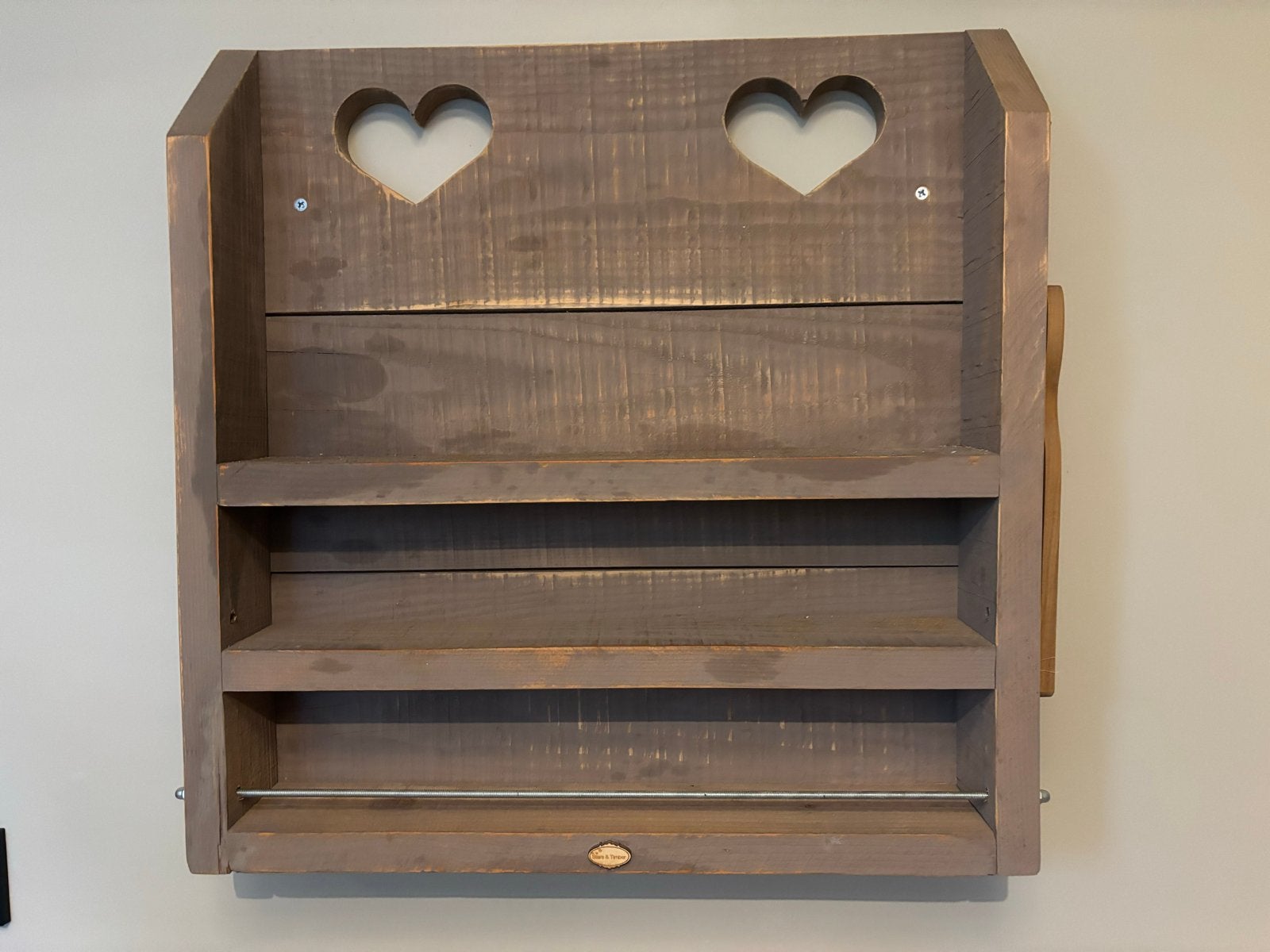 Houten wandrekje met hartjes, 60x60 cm, Ophalen, Zo goed als nieuw