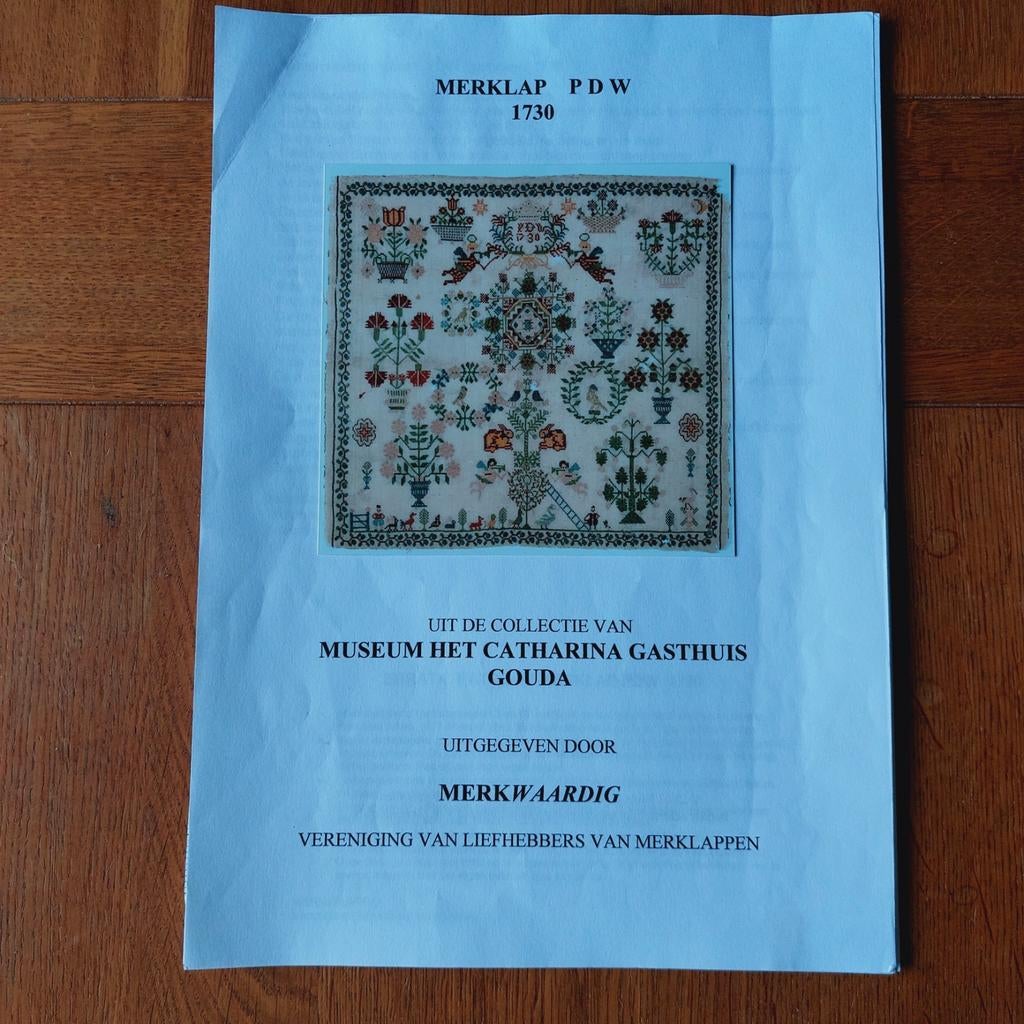 Borduurpatroon Merklap PDW 1730 - Museum Catharina Gasthuis, Ophalen of Verzenden