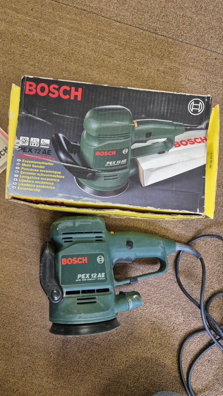 Bosch PEX 12 AE Excentrische Schuurmachine met toebehoren, Ophalen, Gebruikt, Minder dan 600 watt, Excentrische schuurmachine