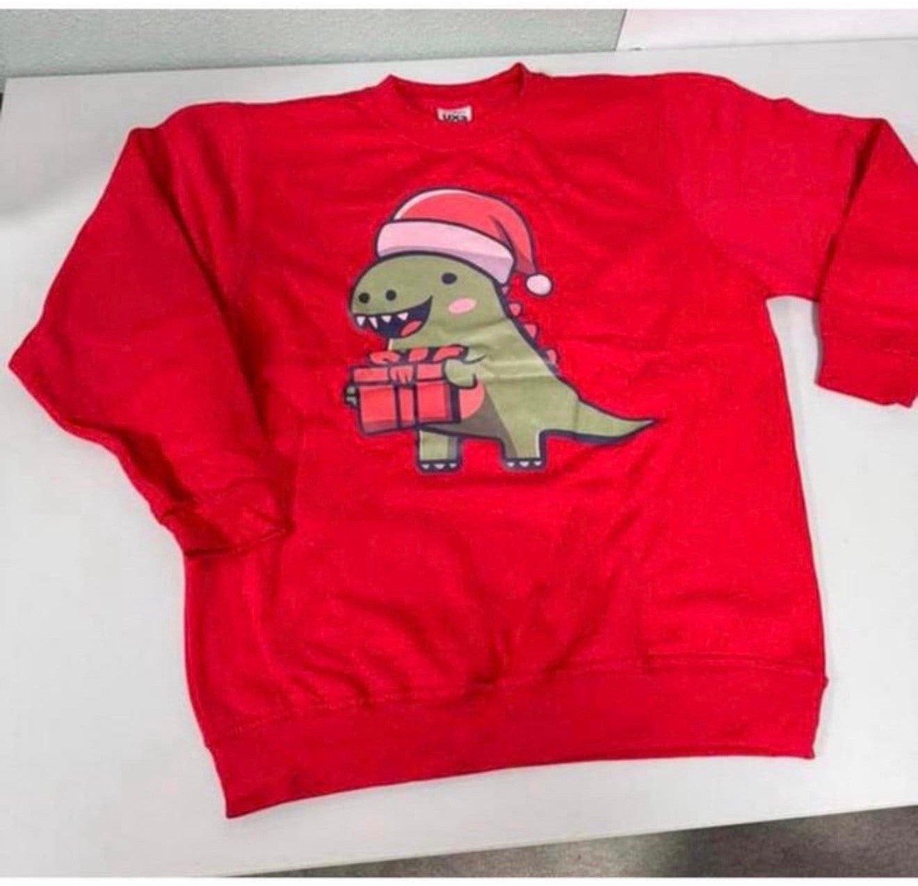 Dinosaurus Dino Christmas Kersttrui trui L rood sweater, Diversen, P, P, P, Nieuw