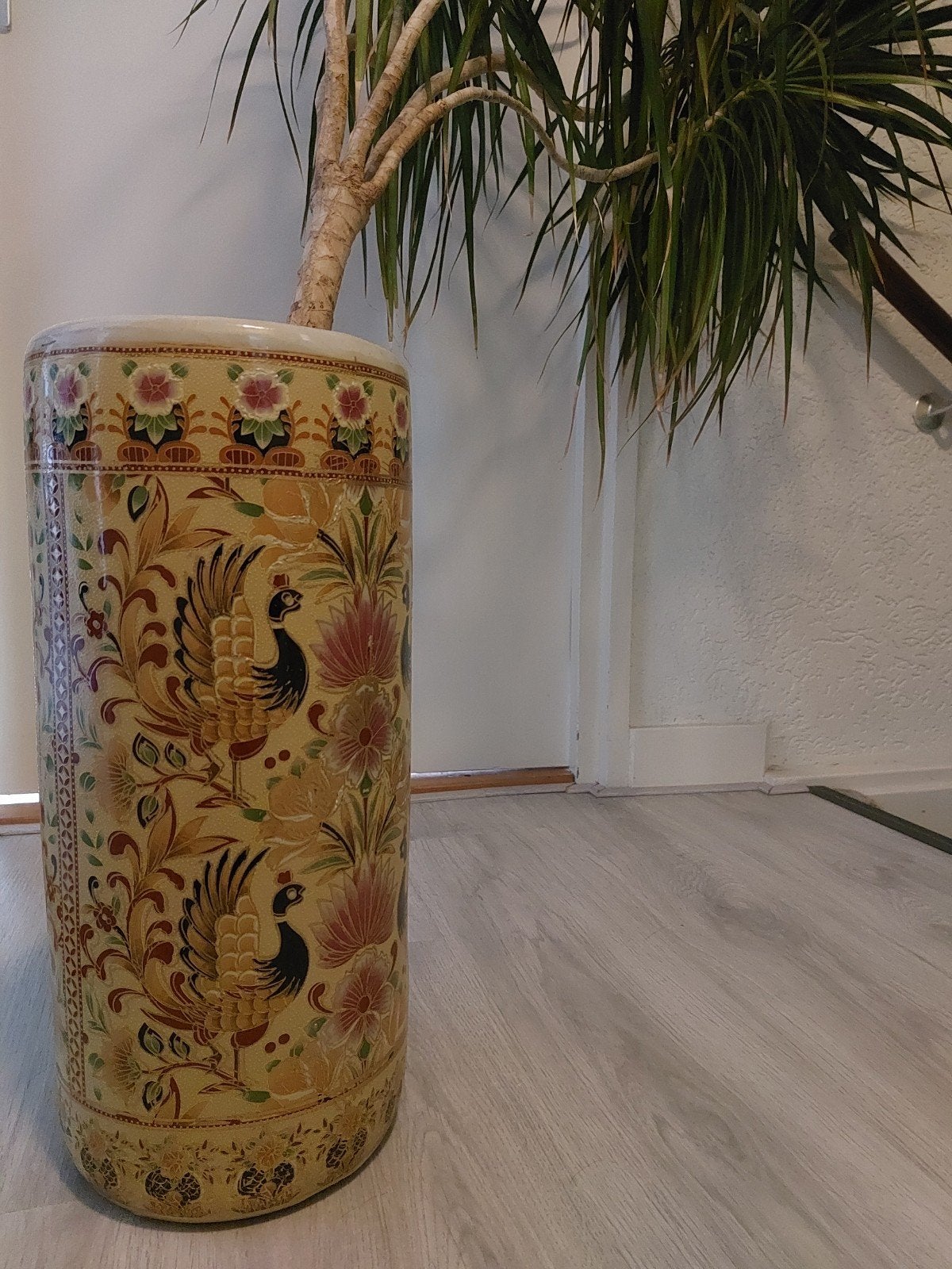 Kleurrijke oosterse sierpot met plant, Ophalen, Zo goed als nieuw