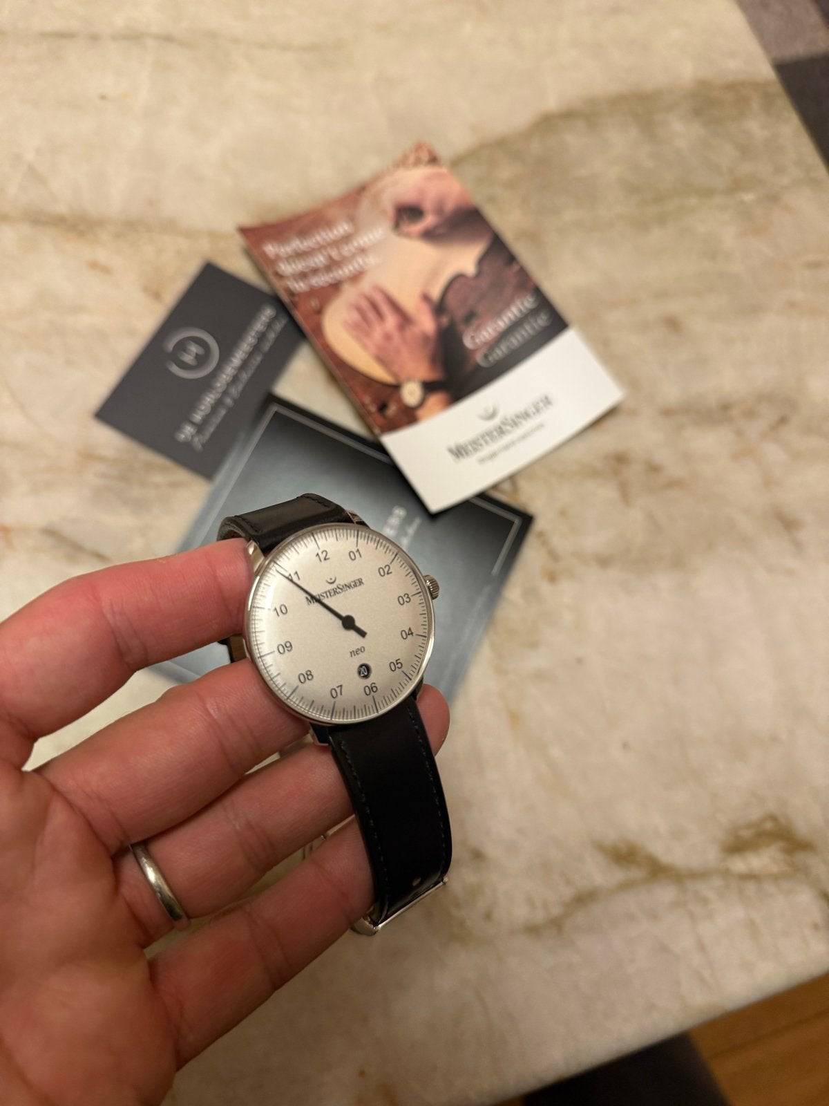 Meistersinger Neo 40 - Elegant en minimalistisch horloge, Overige merken, Leer, Staal, Polshorloge