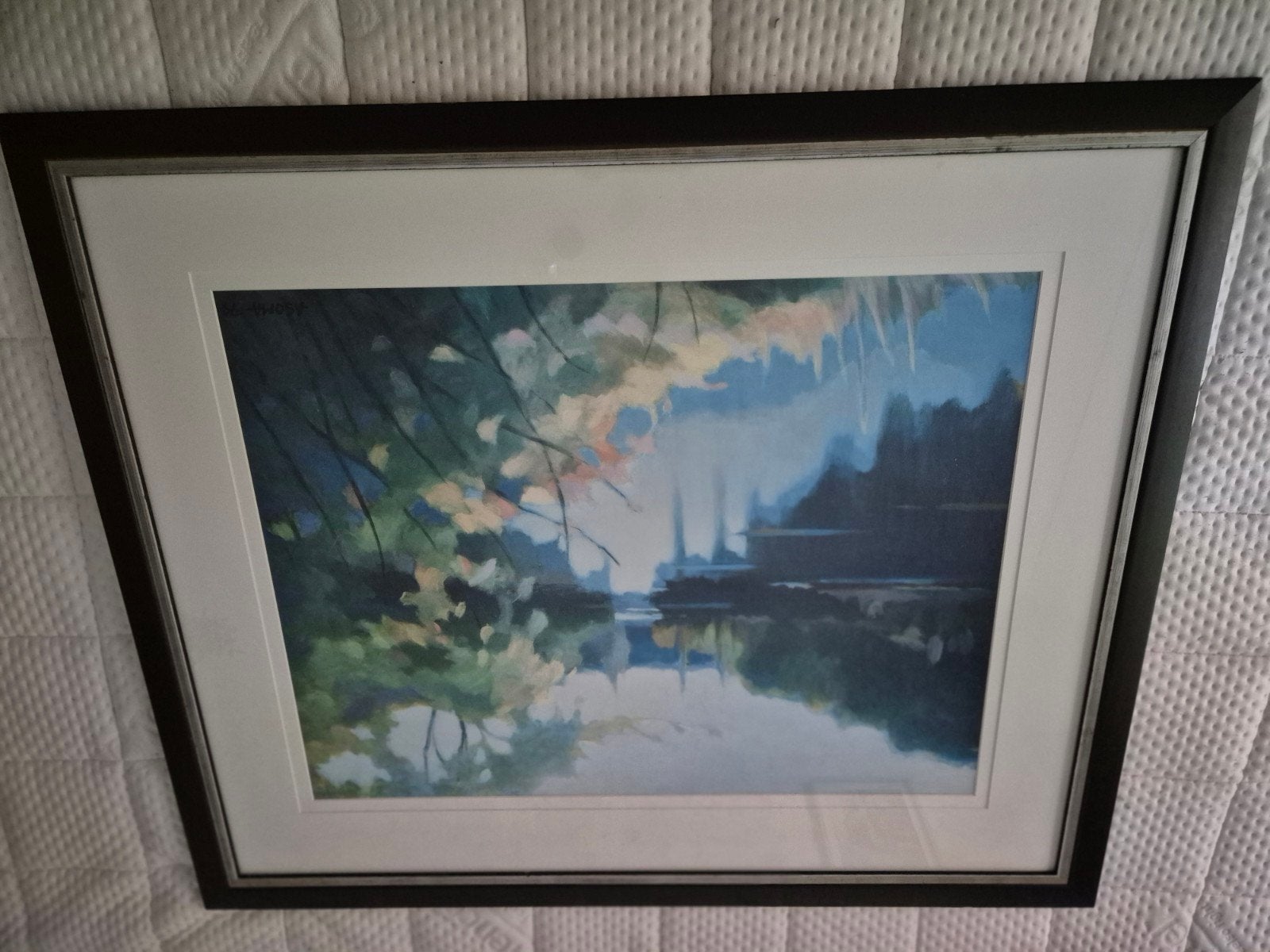 Schilderij Landschap, gesigneerd ASOMA '94, Antiek en Kunst, Kunst | Schilderijen | Klassiek, Ophalen of Verzenden, Klassiek, Achter glas