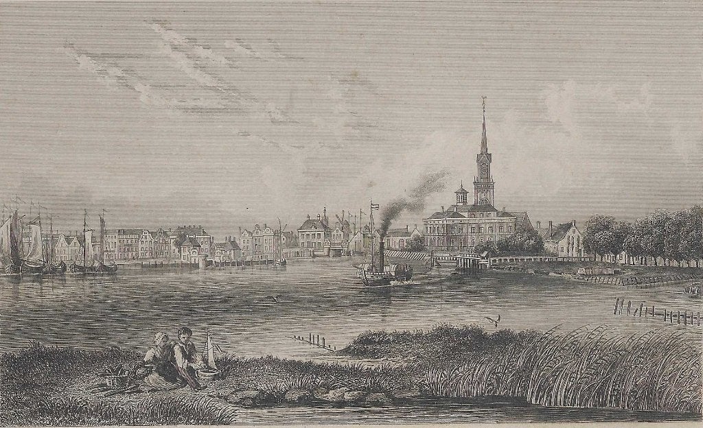 Zaandam Gezicht op de stad. Staalgravure 1858, 1800 - 1899, Stadsgezicht, 13 cm, 17 cm