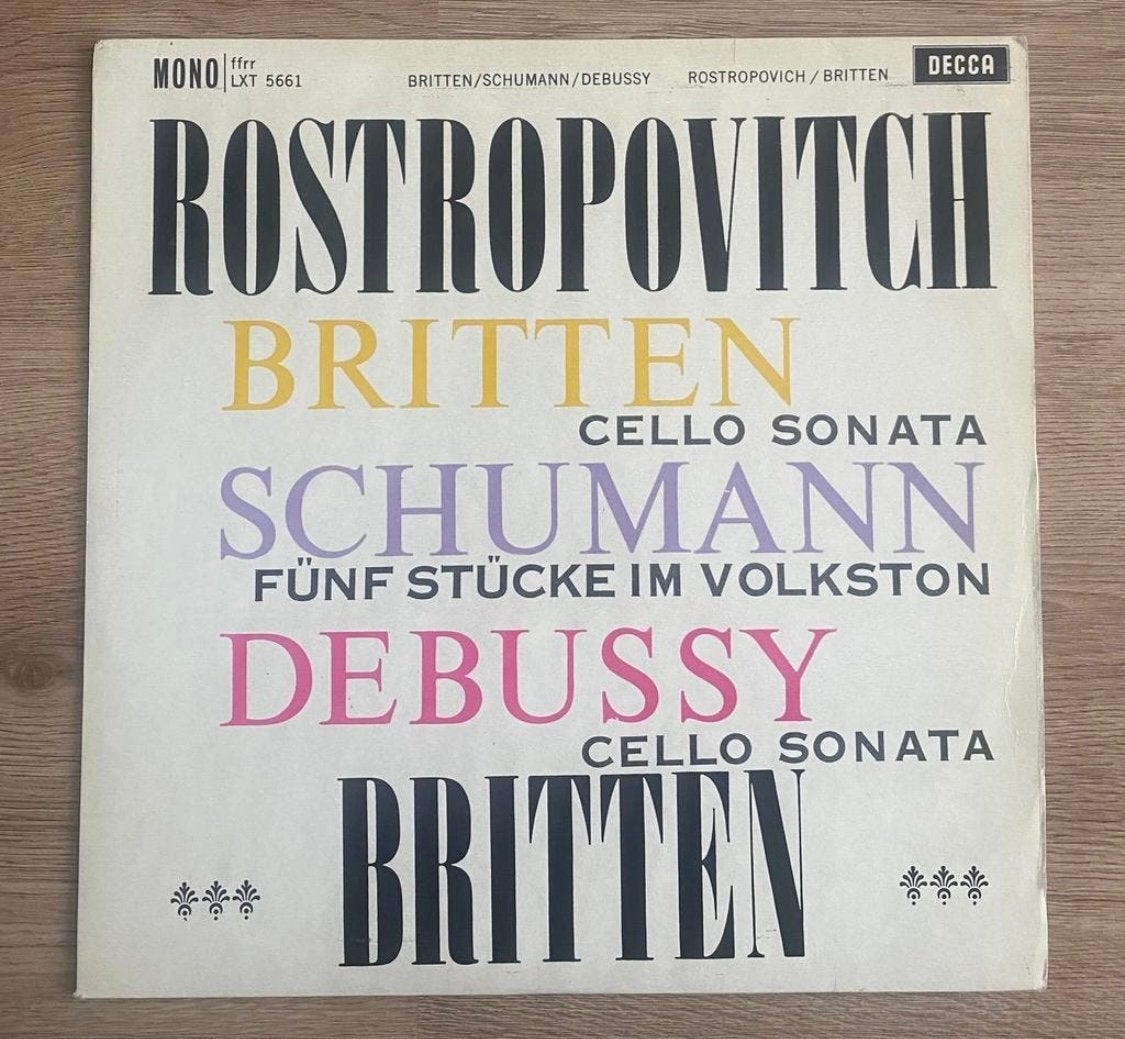 lp: Rostropovitch & Britten - Cello Sonata (1962), Ophalen of Verzenden, Gebruikt