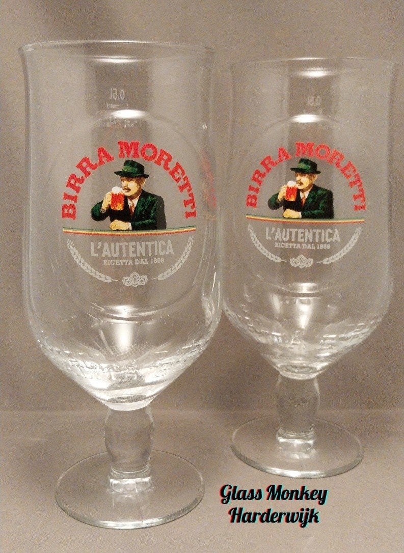 Birra Moretti bierglazen. 50cl, Ophalen of Verzenden, Zo goed als nieuw, Glas of Glazen, Overige merken