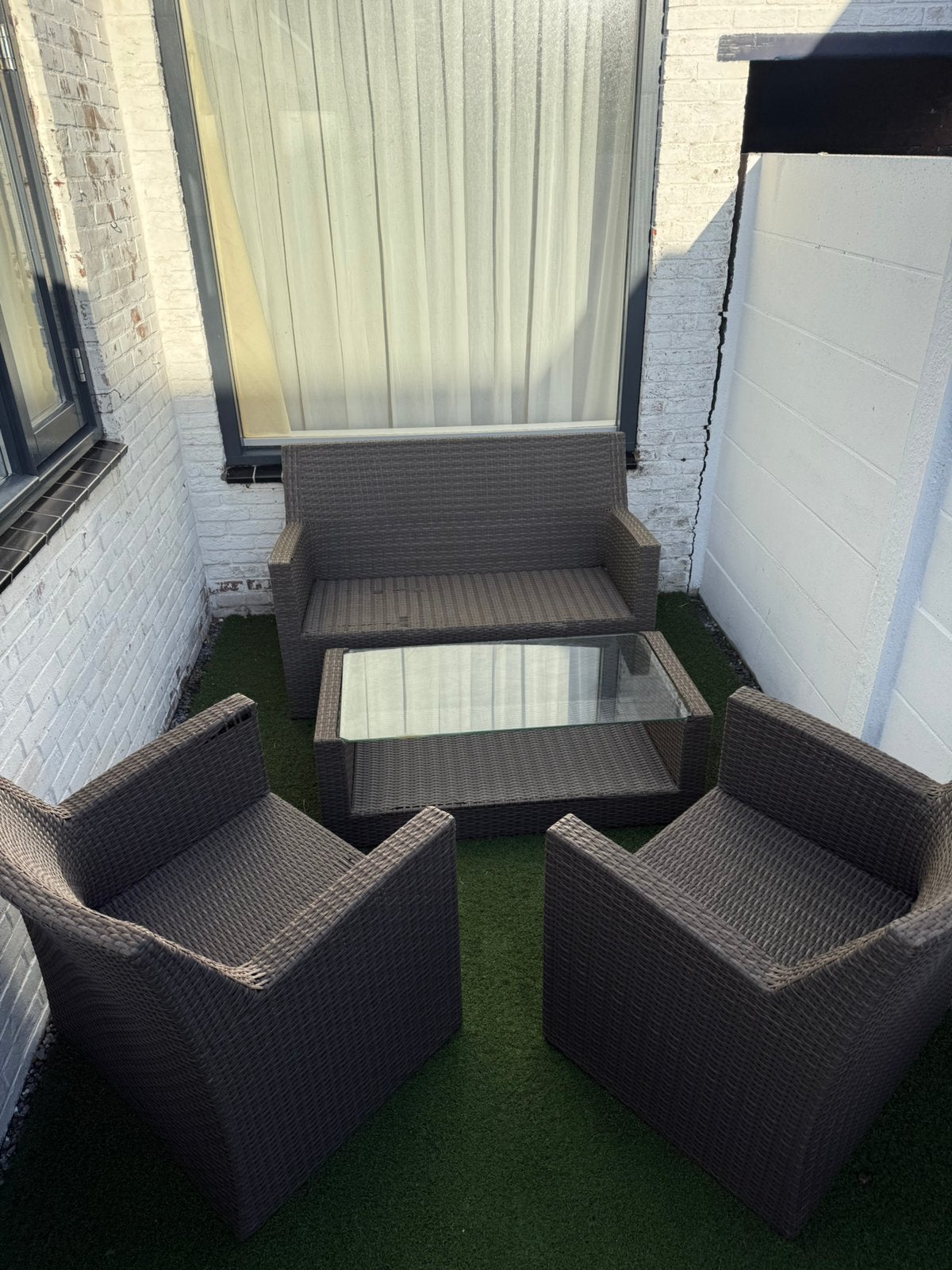 Mooie 4 delige tuin loungeset, Tuin en Terras, Ophalen, Gebruikt, Wicker
