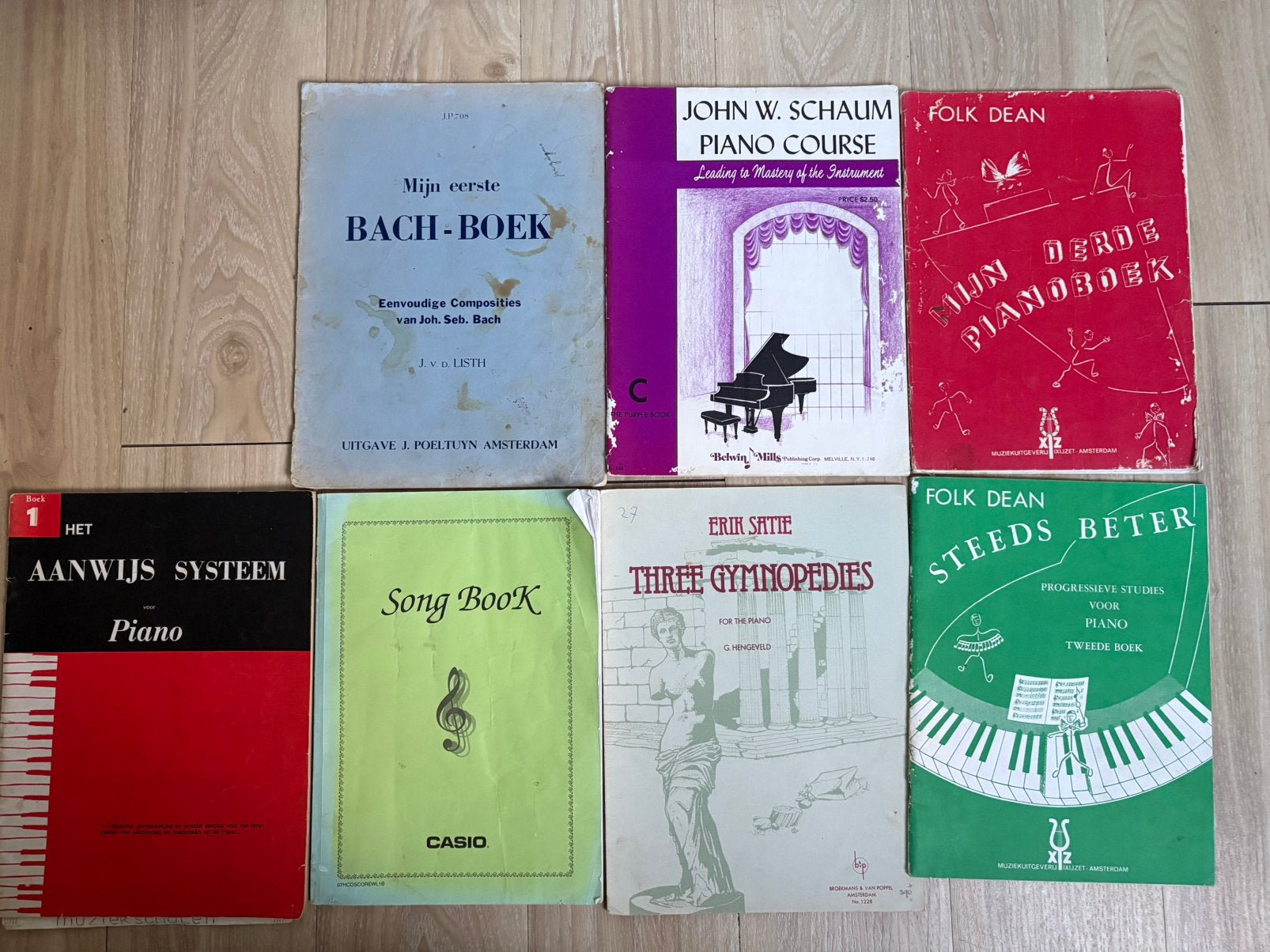 Oude pianoboeken: Folk Dean, Erik Satie, Casio Song Book, Gebruikt, Klassiek, Les of Cursus, Ophalen of Verzenden