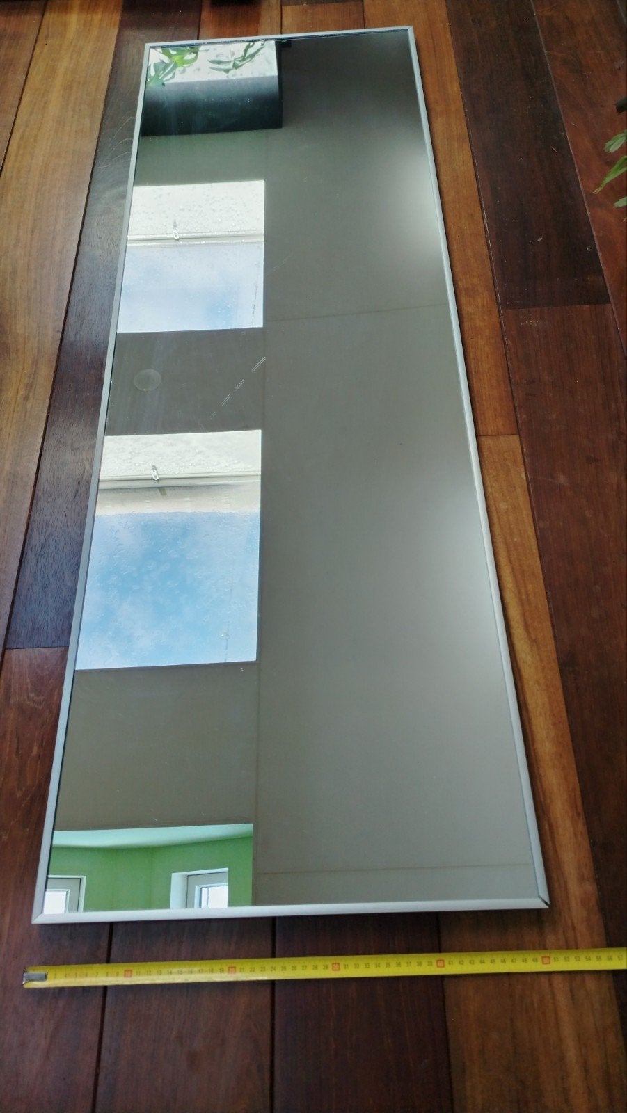 Grote spiegel met aluminium frame, Ophalen, Zo goed als nieuw, 150 tot 200 cm, Rechthoekig