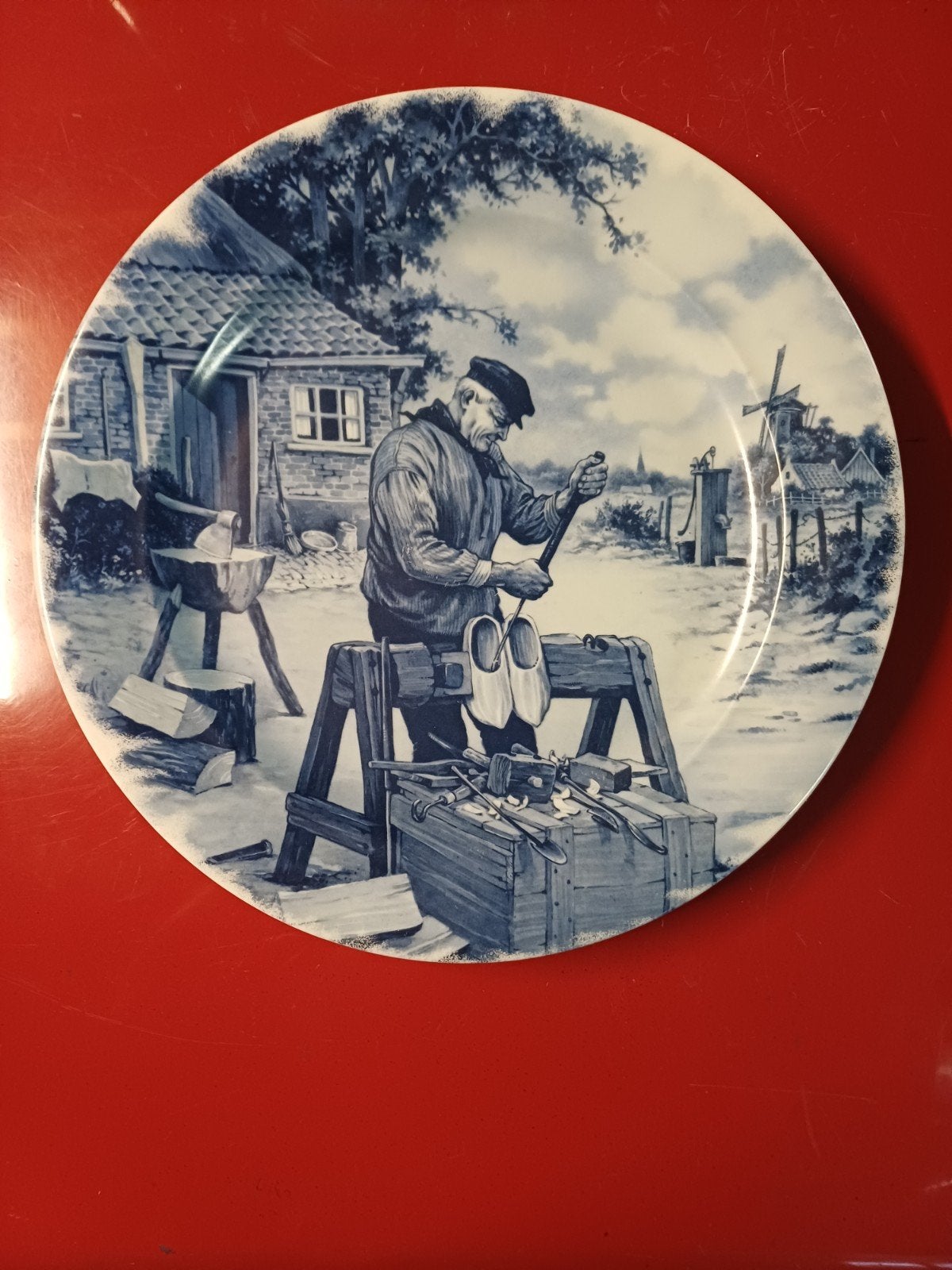 Delfs blauw klompenmaker wandbord, Ophalen of Verzenden