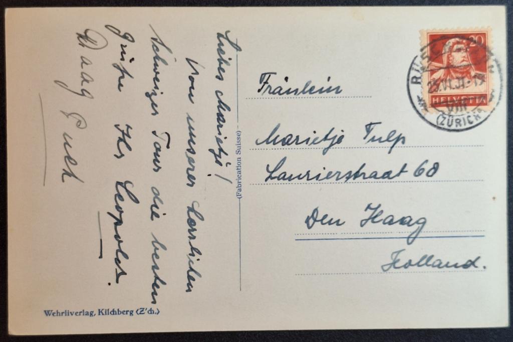 Zürich Zwitserland 1931, Verzamelen, Ansichtkaarten | Buitenland, Ophalen of Verzenden, 1920 tot 1940, Gelopen, Overig Europa