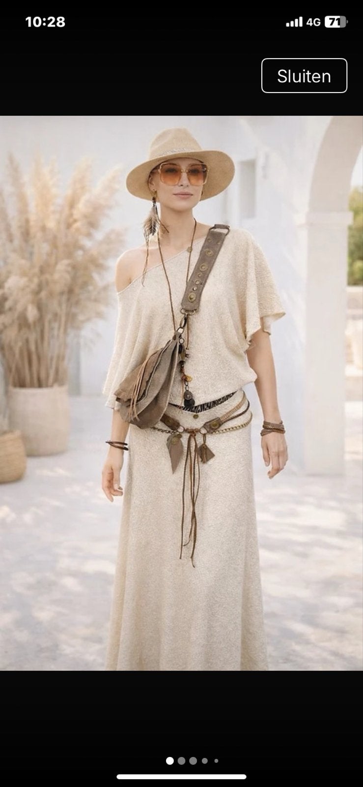 Pure Audrey Beige Gebreide Maxi Jurk - Maat M, Maat 38/40 (M), Beige, Ophalen of Verzenden, Zo goed als nieuw