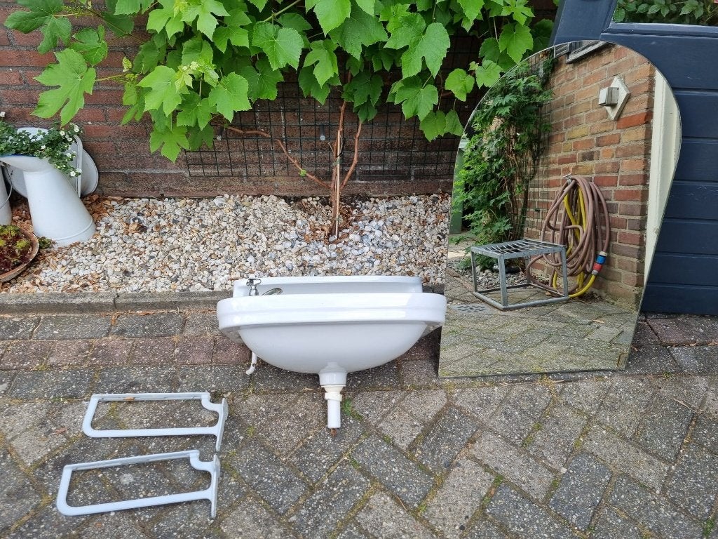 vintage wastafel, Doe-het-zelf en Verbouw, Sanitair, Ophalen, Gebruikt, Chroom, Wastafel