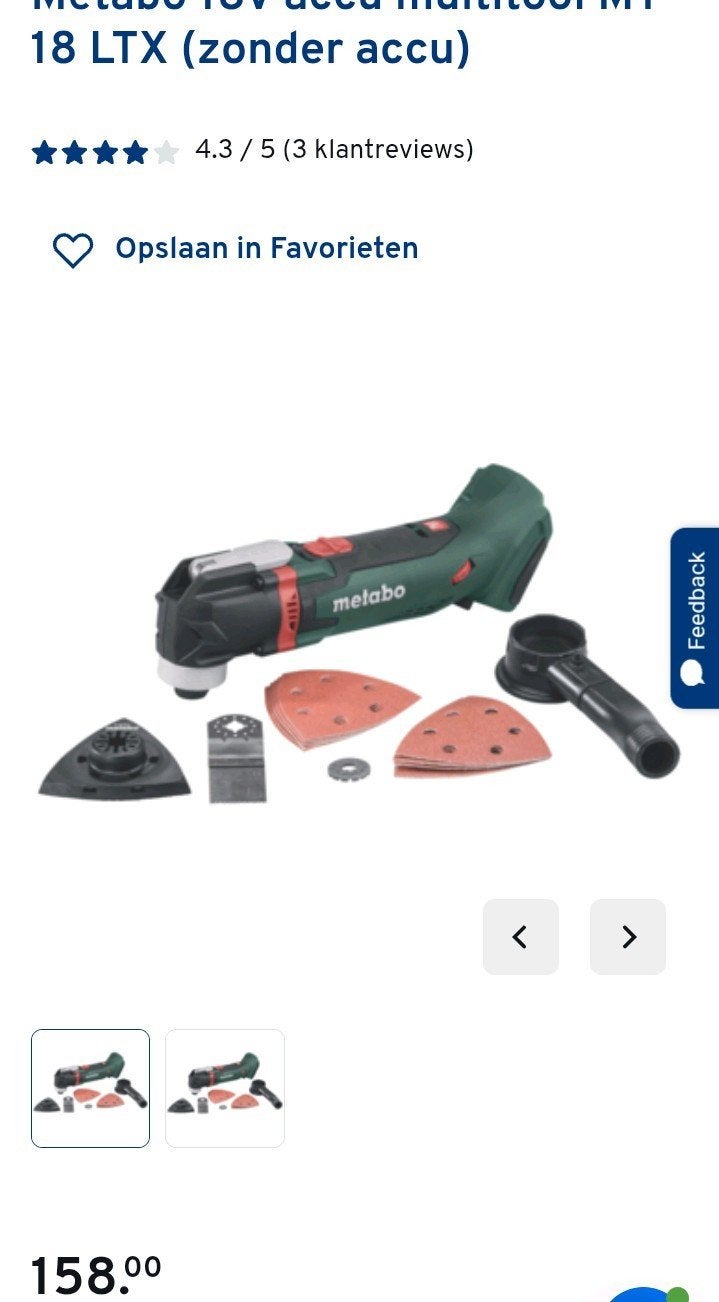 Metabo 18V Accu Multitool MT 18 LTX (nieuw, zonder accu), Ophalen of Verzenden, Nieuw, Multitool