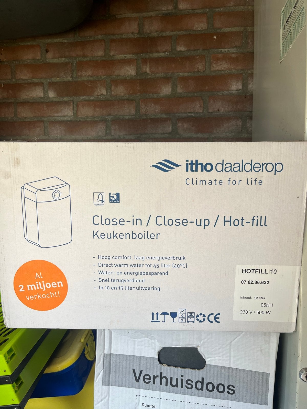 Itho Daalderop Hot-fill Keukenboiler 10 liter 500 watt, Aardgas, Nieuw, Minder dan 3 jaar oud, Minder dan 20 liter