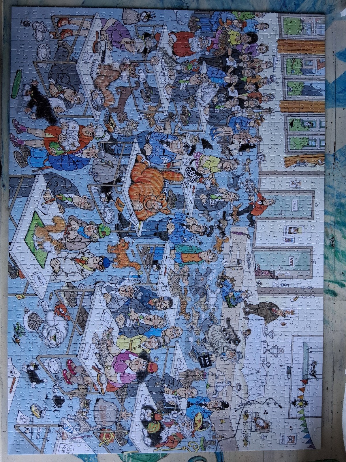 Jan van Haasteren Comic Puzzel - De Kattenshow 1000 stukjes, Hobby en Vrije tijd, Ophalen of Verzenden, 500 t/m 1500 stukjes, Gebruikt