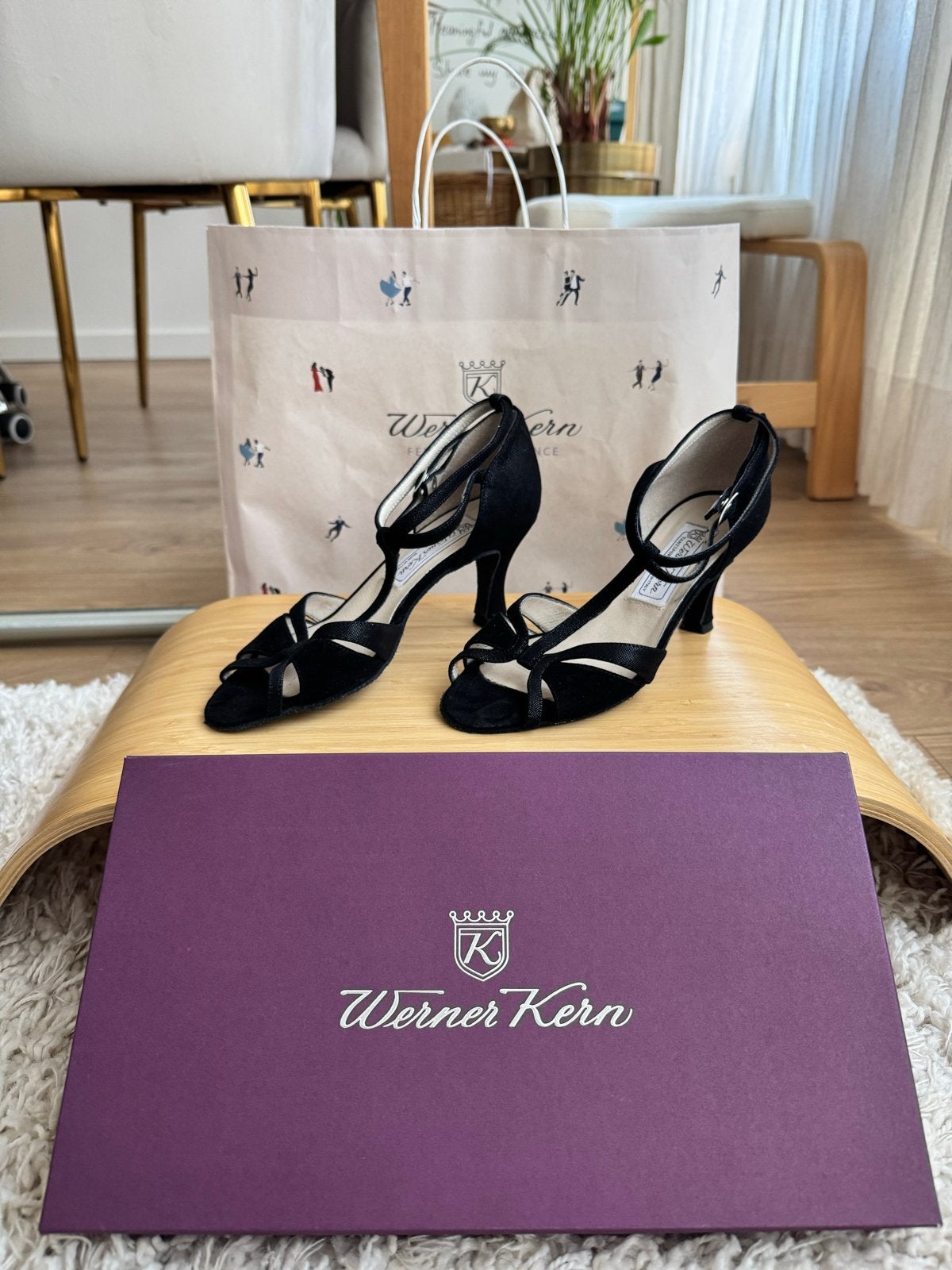 Werner Kern Salsa Dansschoenen Zwart Leer Maat 36-37, Ophalen, Zo goed als nieuw, Zwart, Dansschoenen