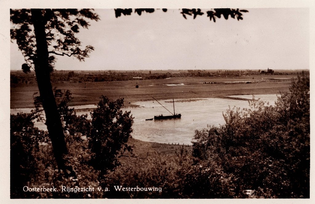 Oosterbeek – Rijngezicht vanaf Westerbouwing., Verzamelen, Ophalen of Verzenden, 1940 tot 1960, Gelopen, Gelderland
