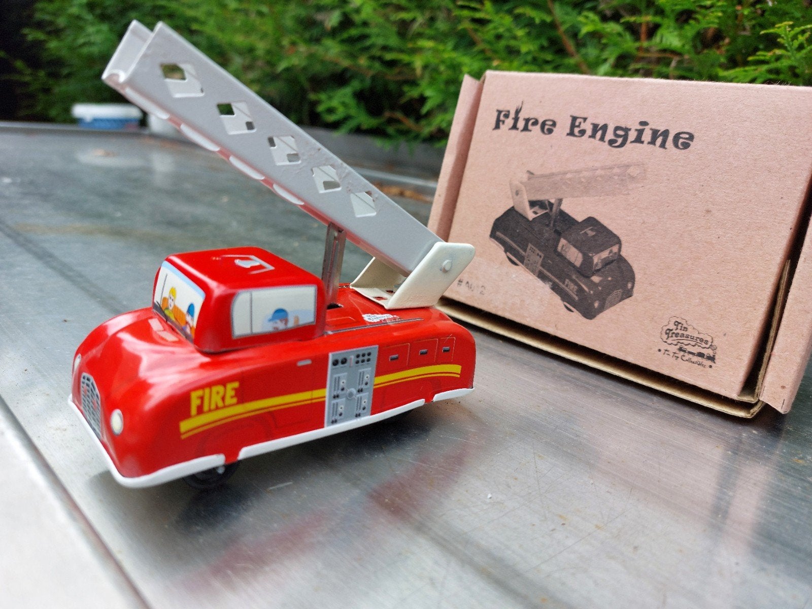 Jaren '40 tinnen Brandweerauto met ladder, Verzamelen, Ophalen of Verzenden, Nieuw