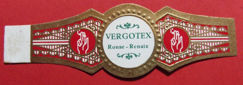 Sigarenbandje reclamebandje Vergotex Ronse-Renaix, Verzenden, Gebruikt, Sigarenbandjes