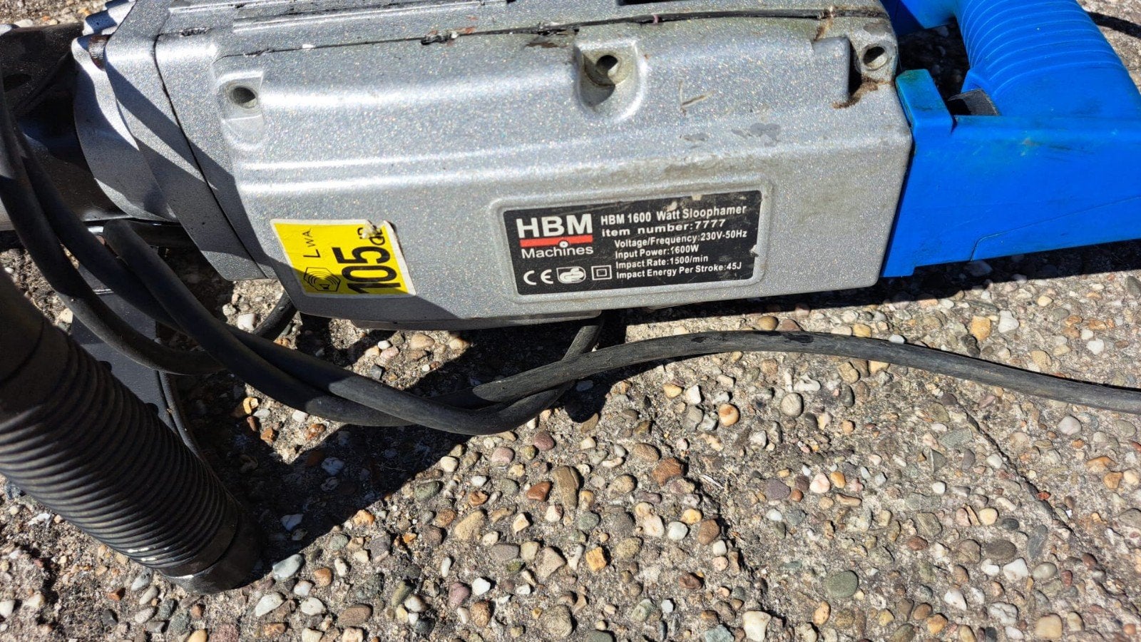HBM 1600 Watt Sloophamer - Krachtige Breekhamer, Doe-het-zelf en Verbouw, Gereedschap | Overige machines, Ophalen, Gebruikt