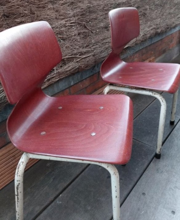 2 Vintage Galvanitas design kinder school stoelen - Pagholz, Ophalen of Verzenden