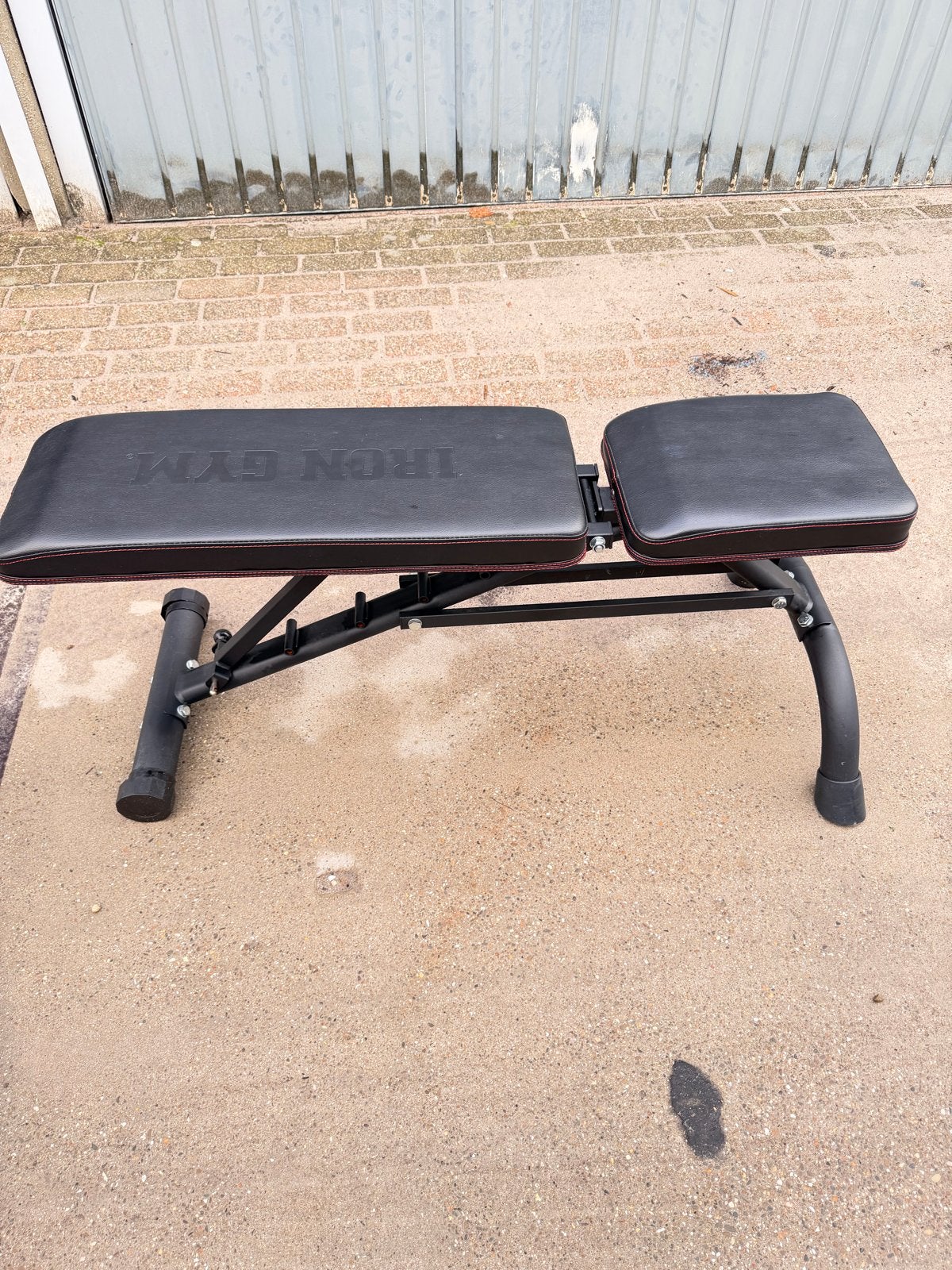 Verstelbare fitnessbank met dumbells - Iron Gym, Ophalen, Gebruikt, Armen, Fitnessbank