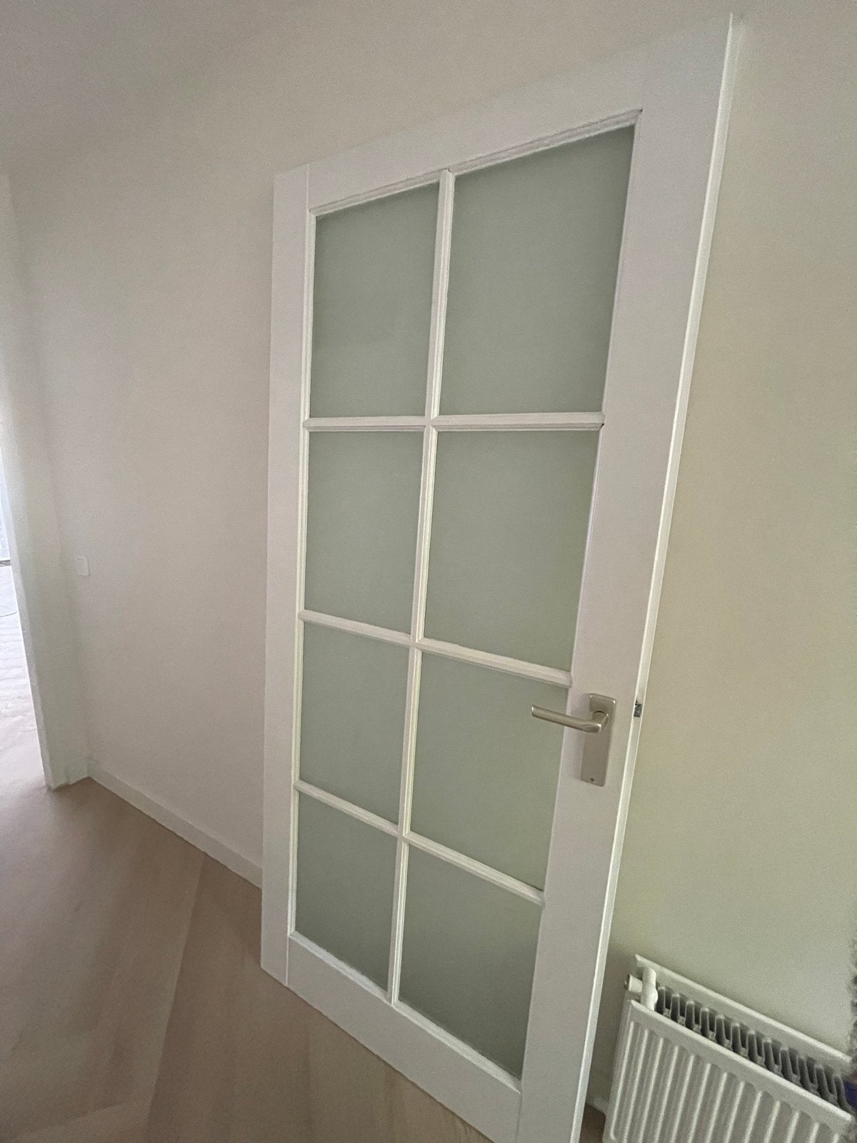 Witte binnendeur met matglas panelen GRATIS, Ophalen, Gebruikt, 80 tot 100 cm, 215 cm of meer
