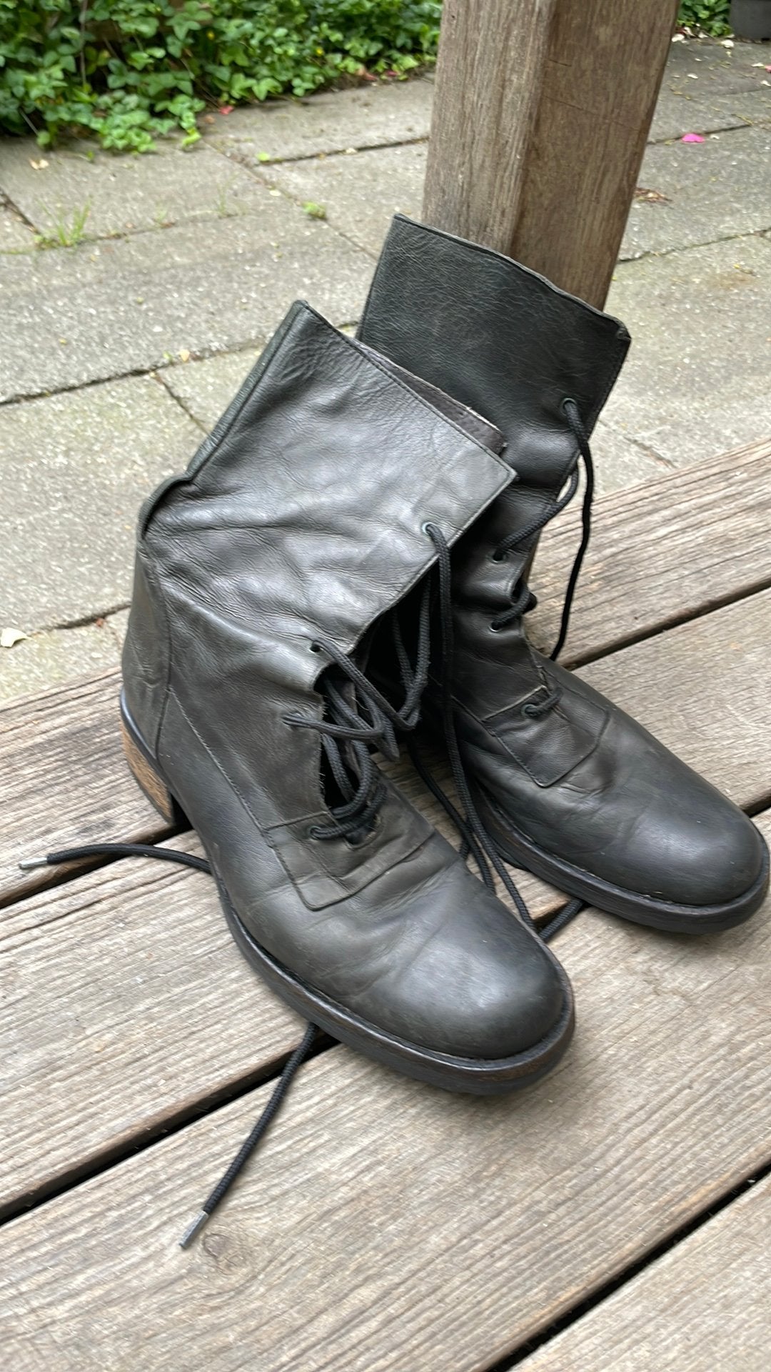 Stoere rijglaars, mt 41 maar valt groot!, Zwart, Overige typen, Ophalen of Verzenden, Gedragen