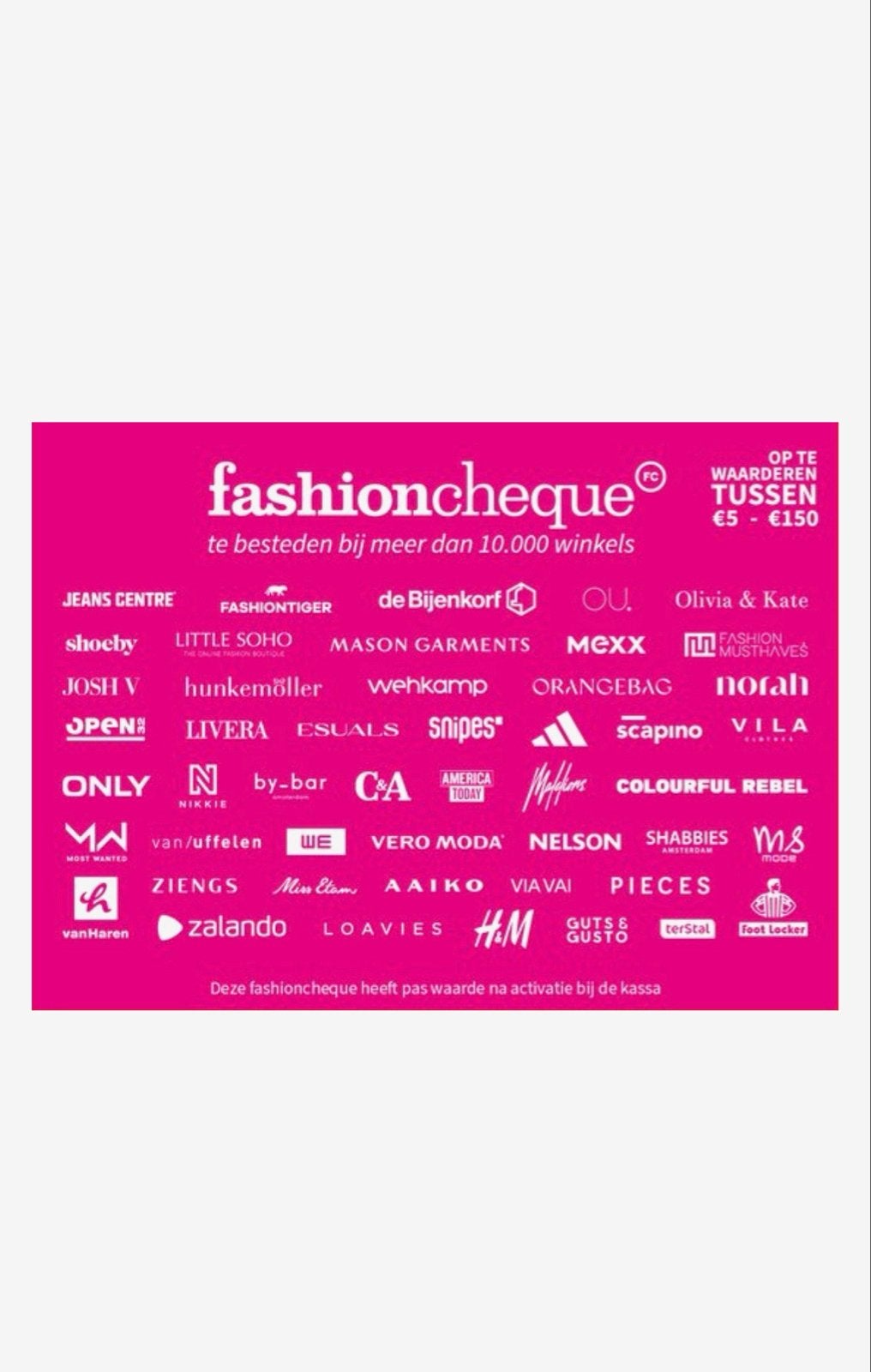 Fashioncheque €100, Tickets en Kaartjes, Eén persoon, Cadeaubon, Overige typen