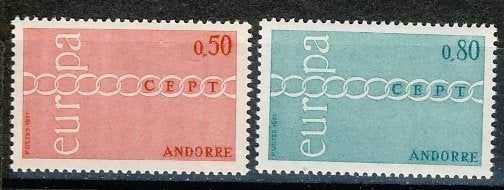 CEPT Andorra Frans 232/33 1971 postfris, Ophalen of Verzenden, Postfris, Overige thema's