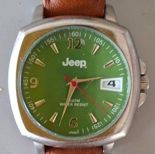 Jeep heren/unisex horloge, retro klassiek groene kleur, Ophalen of Verzenden, Leer, Overige merken