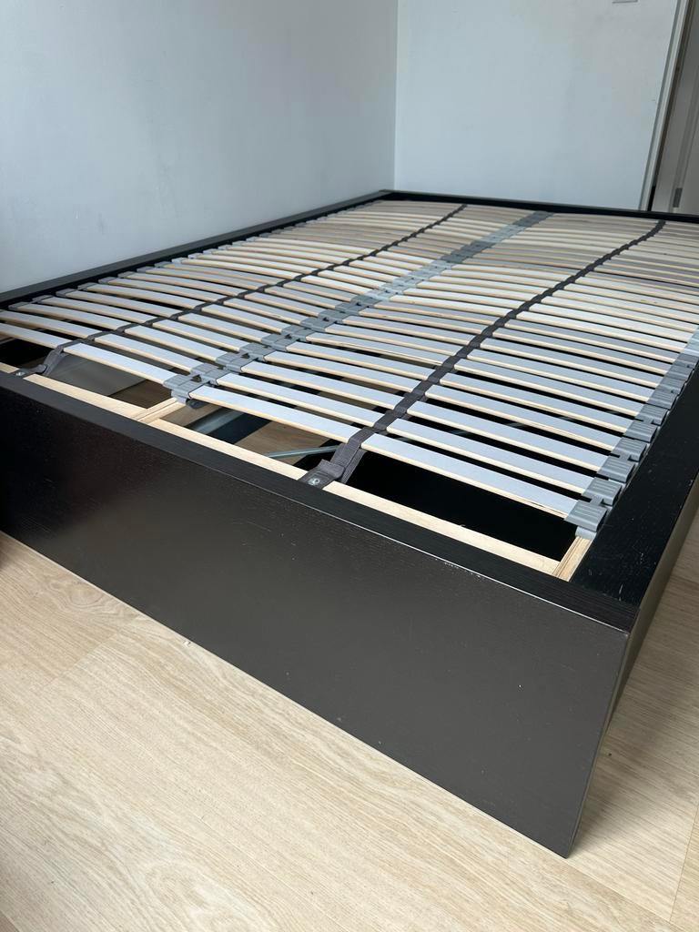 Ikea bed zwart met lades, Huis en Inrichting, Slaapkamer | Bedden, Ophalen, Gebruikt, Zwart, Tweepersoons