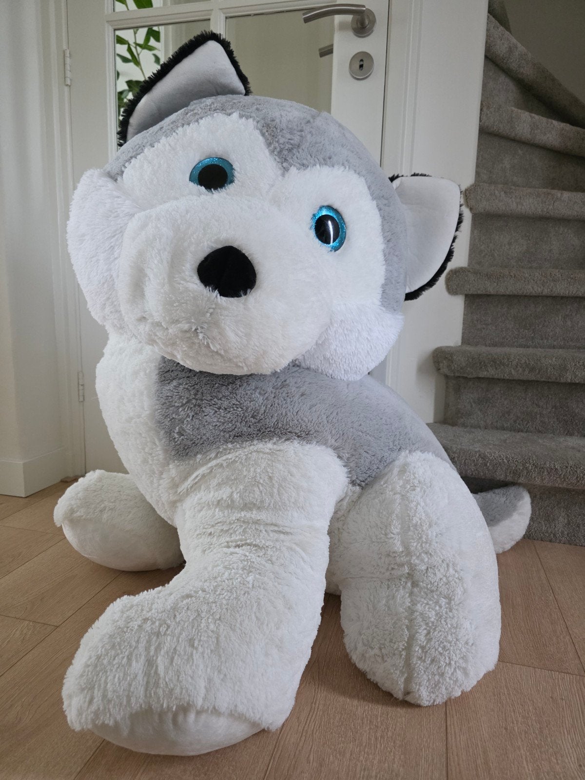 Grote knuffel husky - Zo goed als nieuw, Overige merken, Overige karakters, Grijs, Zo goed als nieuw