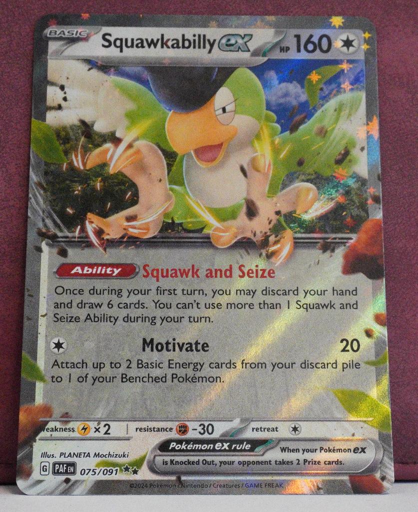 Squawkabilly EX 075-091 Paldean Fates Pokèmon Kaart, Verzenden, Nieuw, Losse kaart