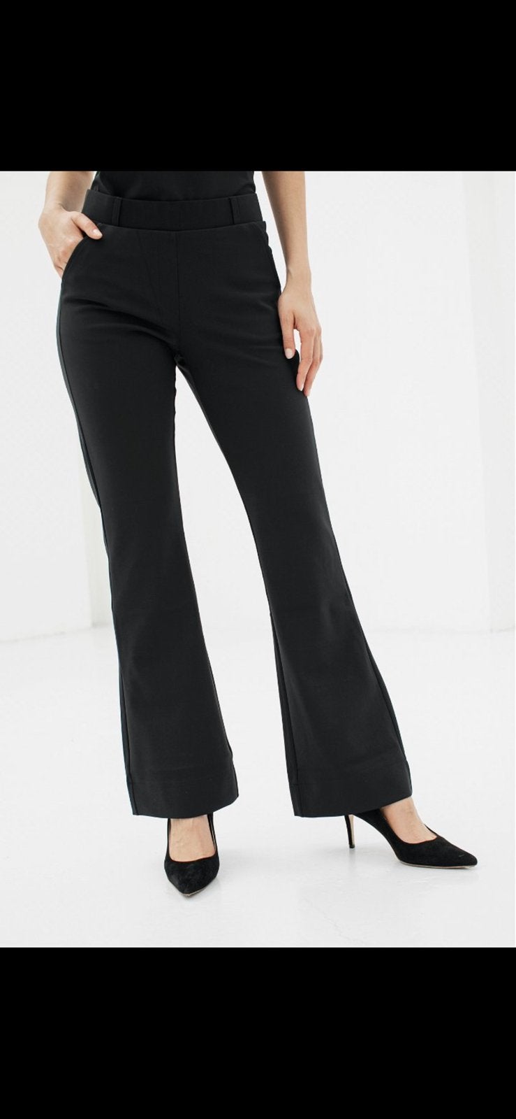 Studio Anneloes flared bonded broek black travelstof mt L, Zwart, Maat 42/44 (L), Ophalen of Verzenden, Zo goed als nieuw