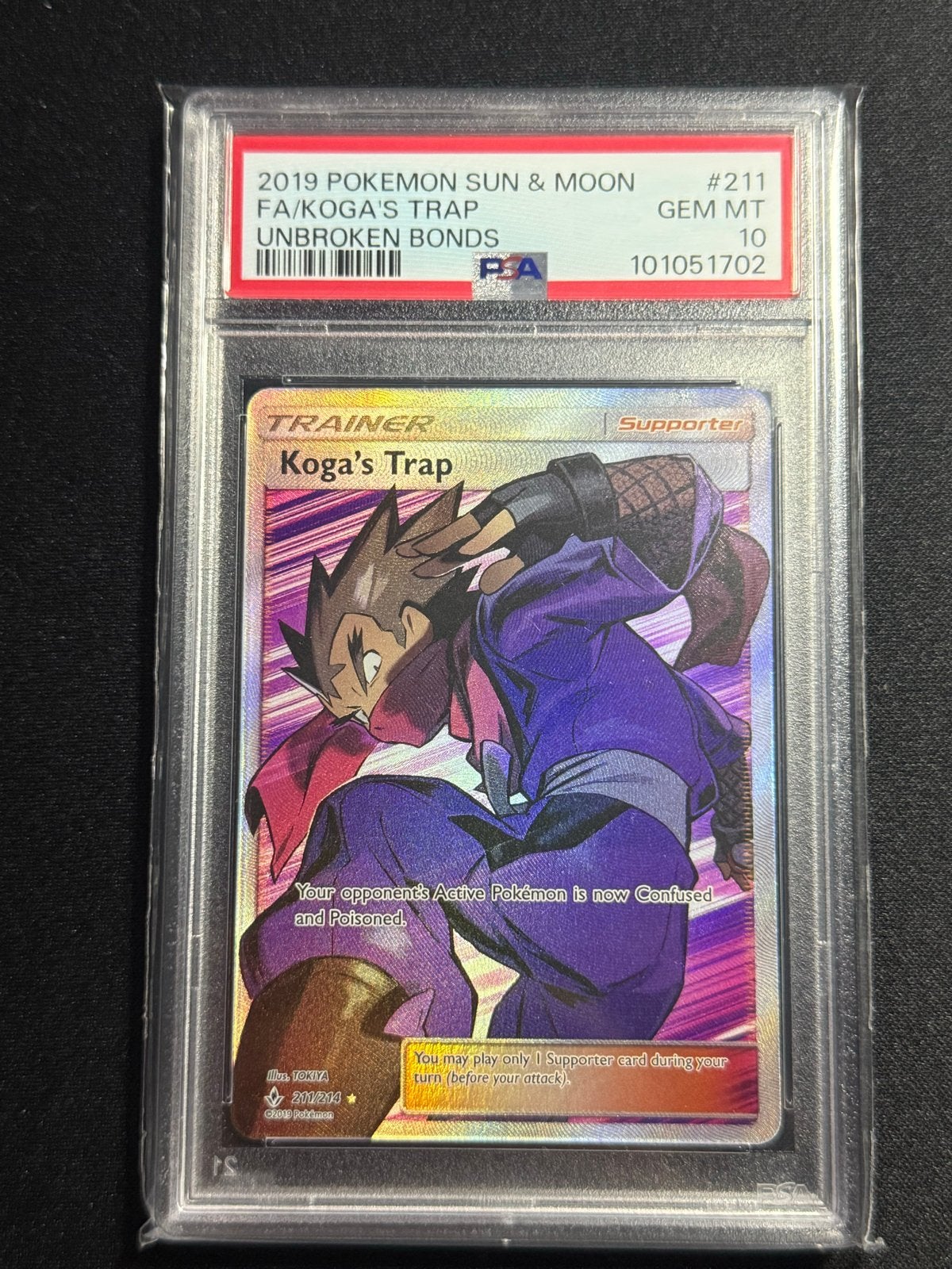 Koga's Trap Full Art PSA 10 GEM MT - Pokémon Sun & Moon, Ophalen of Verzenden, Nieuw, Losse kaart
