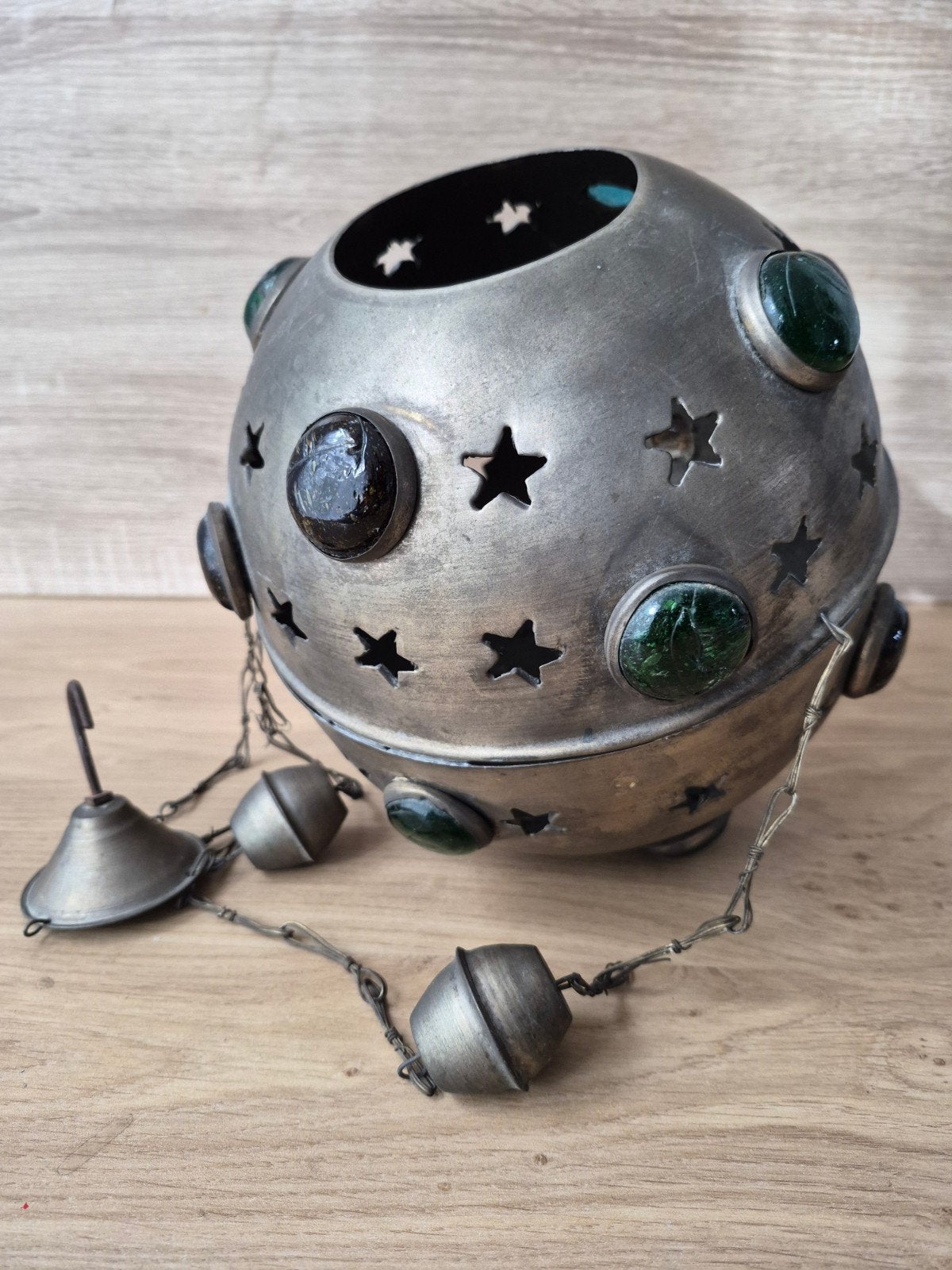 Oude hanglamp met gekleurde glazen, Ophalen of Verzenden