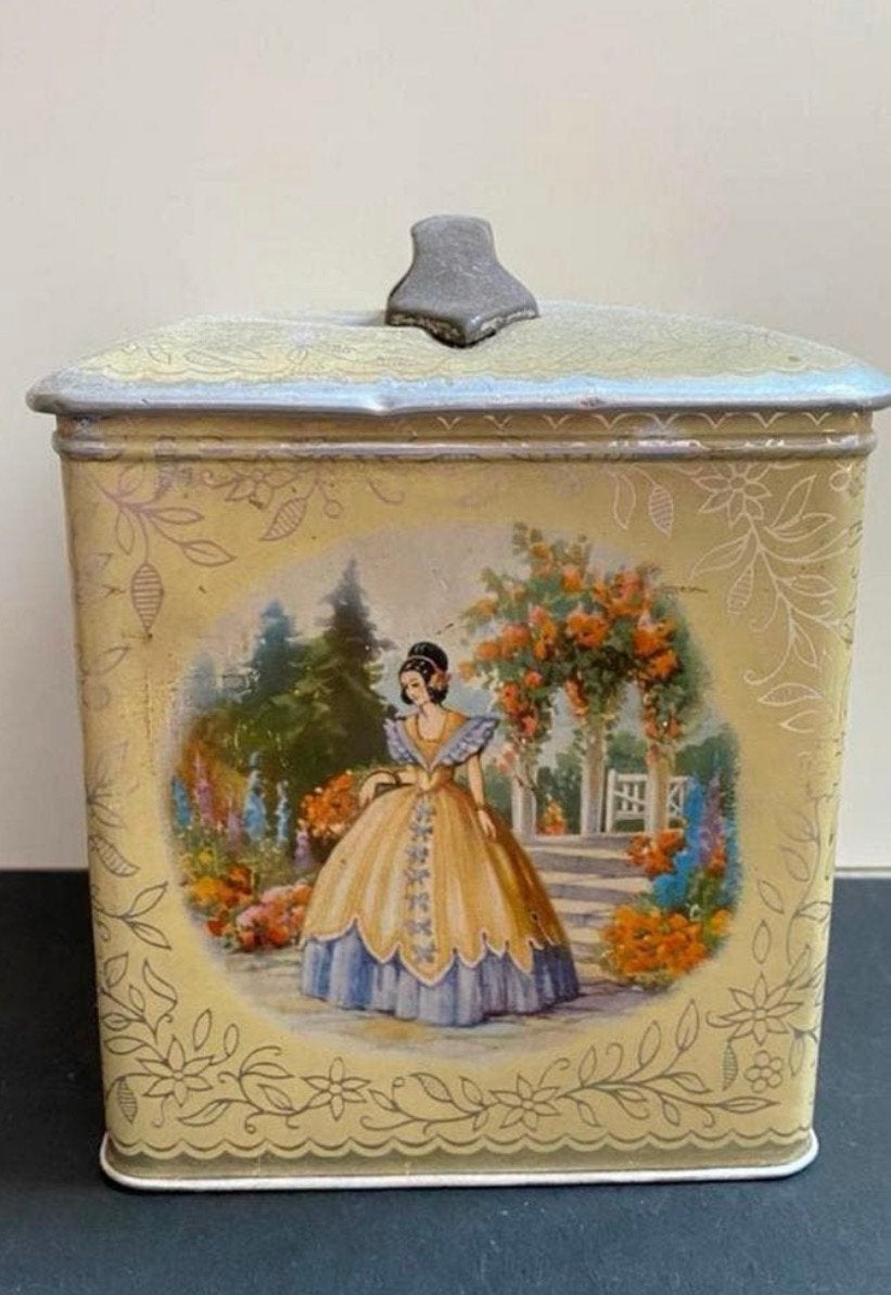 Vintage tinnen blik met romantisch decor - Verblifa, Ophalen of Verzenden, Gebruikt, Overige, Overige merken