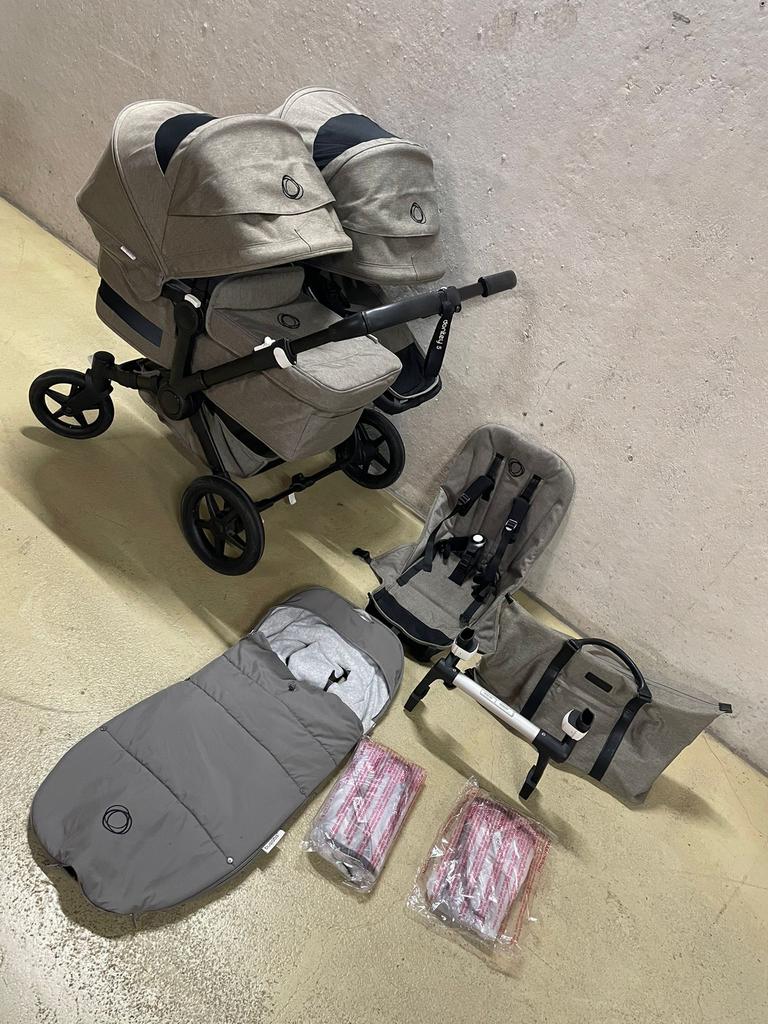 Bugaboo donkey 5 duo mineral taupe, Support@bugaboo.com, Bugaboo, Ophalen of Verzenden, Zo goed als nieuw