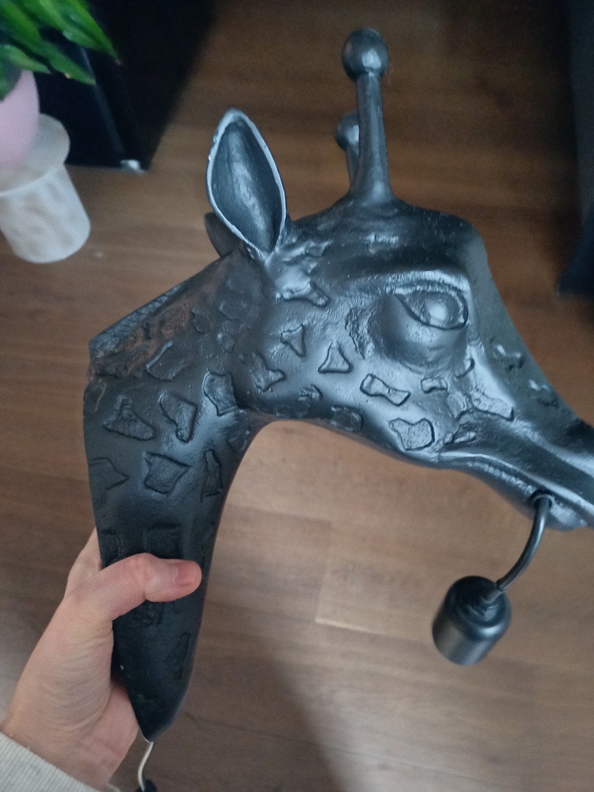 Wandlamp Giraffe Zwart - Unieke Decoratie, Met snoer/stekker, Gebruikt, Zwart, Metaal