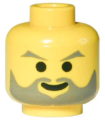 Lego Minifigure, Head Dark Gray Angled Eyebrows and Beard,, Gebruikt, Lego, Minifiguur, Pirates