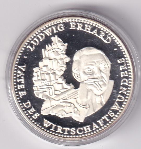 Medaille Ludwig Erhard 1993  Zilver 999, Verzenden, Overige landen, Losse munt, Zilver