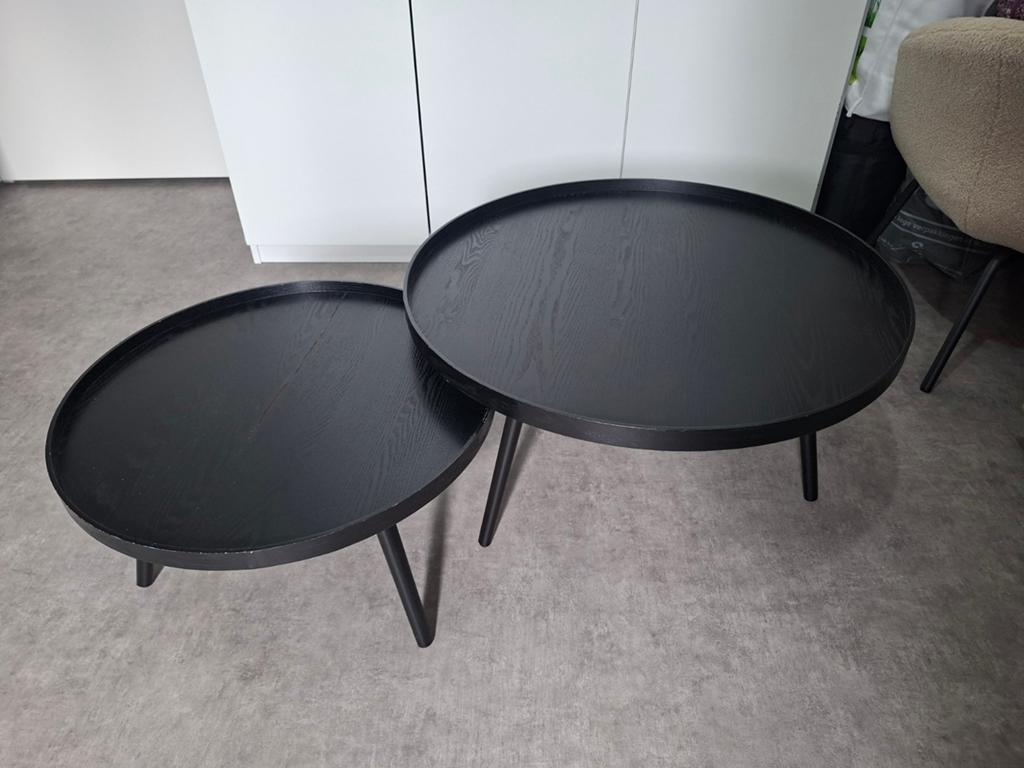Woood bijzettafels mesa - Set van 2 zwarte ronde tafels, Ophalen, Minder dan 45 cm, Minder dan 55 cm, Gebruikt