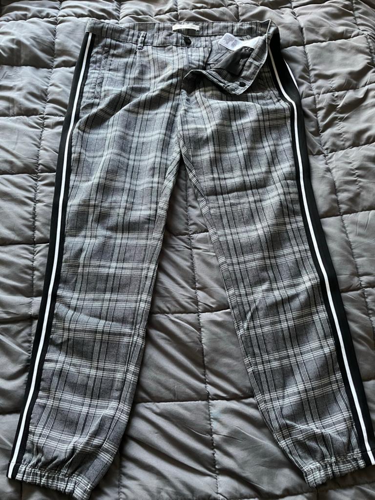 Monari geruite broek met streep - Zo goed als nieuw, Maat 42/44 (L), Ophalen of Verzenden, Zo goed als nieuw, Grijs
