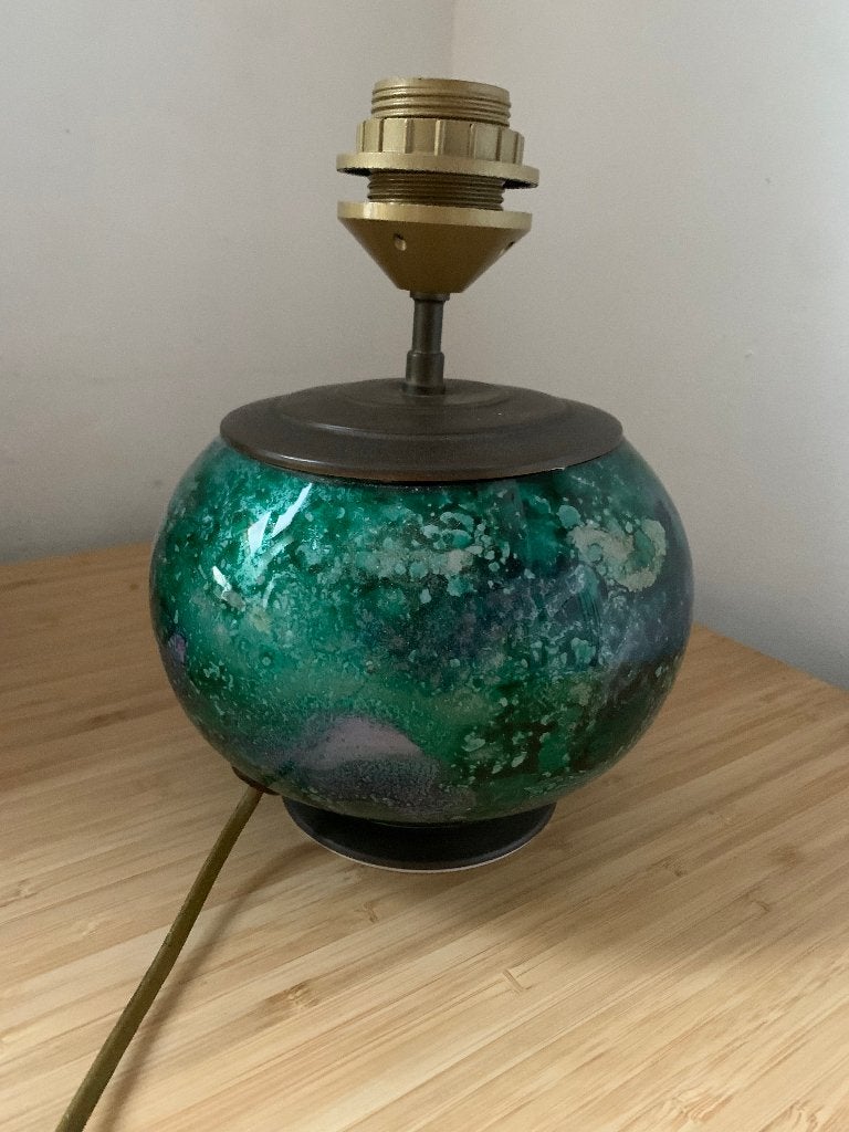 Vintage Franse jaren 1980 groene lamp Laque Line, Overige merken, Ophalen of Verzenden, Glas, Vintage