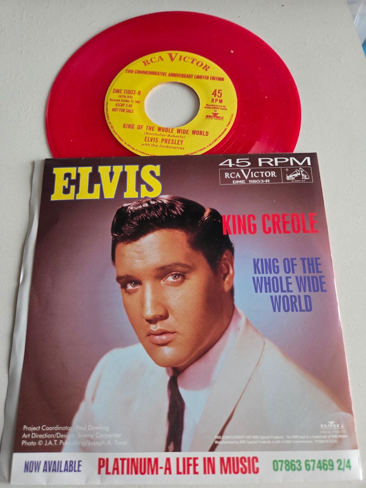 Elvis Presley - King of the Whole Wide World (Rode Single), Cd's en Dvd's, Vinyl Singles, Limited edition, Ophalen of Verzenden
