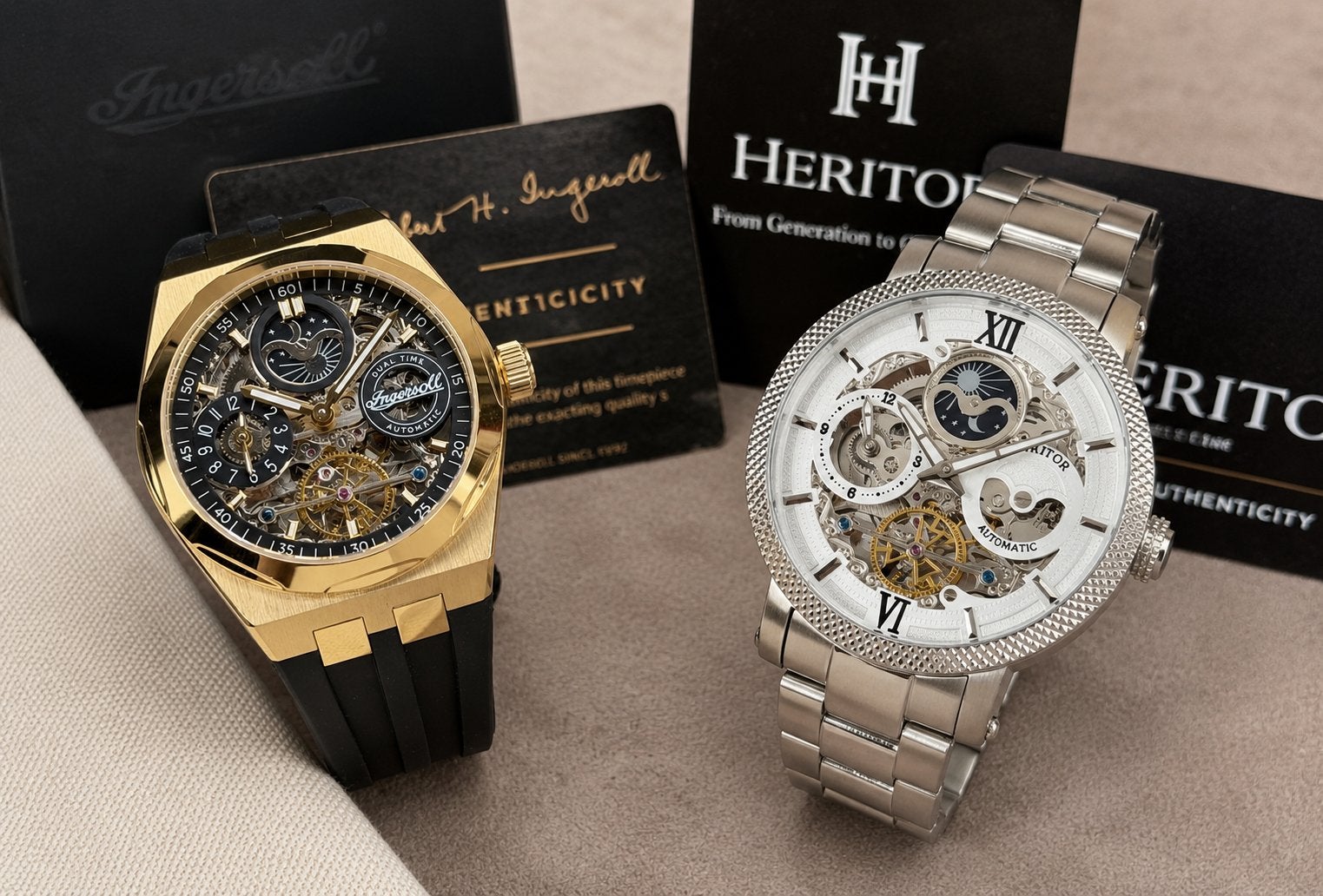 Ingersoll en Heritor Automatische Horloges - Set van 2, Overige merken, Staal, Polshorloge, Nieuw